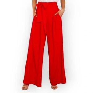 Flying Tomato Y2K Women’s Medium Red High Waist Pleated Wide Leg Lagenlook Pants